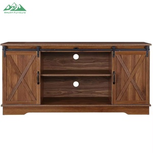 Meuble <span class=keywords><strong>TV</strong></span> moderne Wayon avec portes coulissantes, plateau en bois et étagères ouvertes en métal, armoire de rangement multimédia blanche - Product Image 6