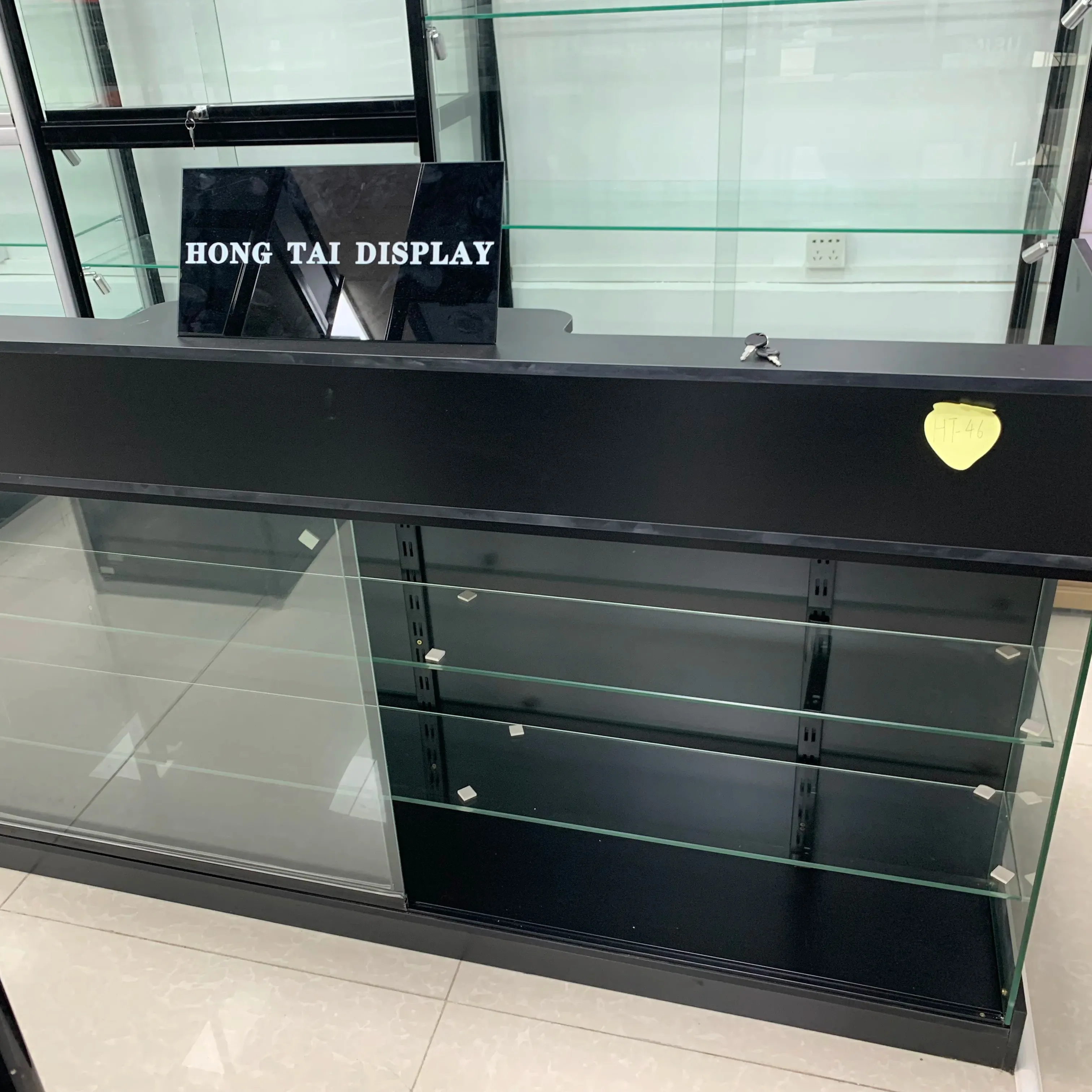 Original Manufacturer Black Storage Wood Glass Display Cashier Showcase for Effective Product Presentation