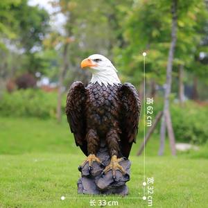 Escultura de pájaro grande de fibra de vidrio, estatua gigante de águila halcón de resina de 120cm para decoración de parque y patio - Product Image 6