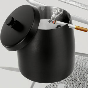 Modern Design <b>Portable</b> Stainless Steel <b>Ashtray</b> with Lid Easy Clean Customizable Colors (Silver/Black/Gold/Rose Gold) for Cigars - Product Image 2