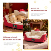 Canapé-lit pour animaux de compagnie de Noël, détachable, lavable, en velours chaud, coussin pour animaux de compagnie pour les fêtes de Noël, pour chats et chiens de petite et moyenne taille