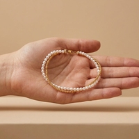 Bracelet de perles d'eau douce baroques 6mm 17cm 18cm polies vintage bohème véritable personnalisé ODM durable résistant au ternissement qualité fine AAA
