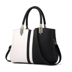 2024 Spring New Fashion Contrast Color Women's Large Capacity PU Leather Bag Ladies Single Shoulder Crossbody Handbags