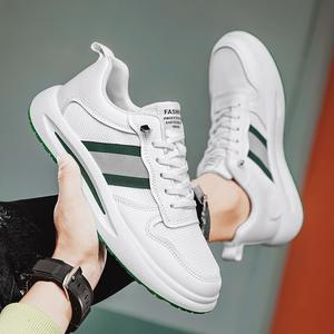 أحذية رياضية بيضاء شبكية عصرية متعددة الاستخدامات للجري والمشي في الصيف، أحذية رياضية بالجملة للرجال مصنعة حسب الطلب - Product Image 5