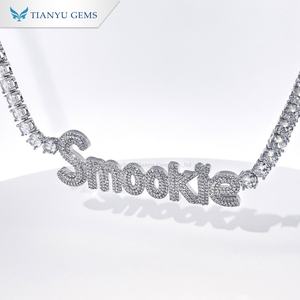 Tianyu 925 Sterling <b>Silver</b> Luxury Diamond-Studded <b>Letter</b> Tennis <b>Necklace</b> with Cubic Zirconia Trendy Hip Hop <b>Necklace</b> Jewelry - Product Image 2