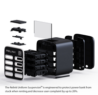 Borne de recharge de téléphones portables partagée à 8 emplacements avec affichage numérique, distributeur de batteries externes et chargeurs rapides