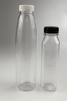 Vente chaude 16 Oz Jetable Clair De Qualité Alimentaire En Plastique Pet Carré Jus 500ml Bouteille De Boisson Avec Bouchon Inviolable