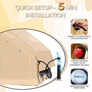 เต็นท์ตั้งแคมป์เป่าลมอัตโนมัติเต็มรูปแบบพื้นที่ขนาดใหญ่สองห้องนอนหนึ่งห้องนั่งเล่นพีวีซีกันน้ำไฟเบอร์กลาสกลางแจ้งค้างคืน - Product Image 3