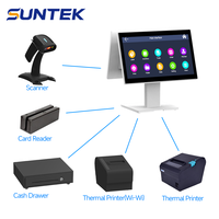 Système de point de vente Suntek Windows avec double écran tactile, PC tactile pour solution de supermarché, tout-en-un