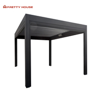 Auvent motorisé pour pergola de luxe pour l'extérieur Installation de la bande lumineuse à LED pour toit à persiennes