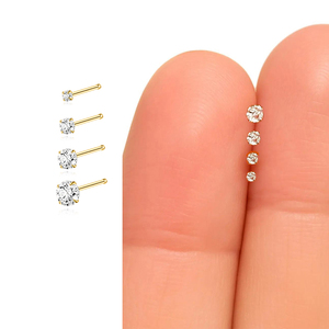 CANNER Anillo de Nariz Clásico de Plata de Ley 925 con Zirconia de 4 Puntas, de 2mm, 3mm, 4mm, 5mm, Regalo de Boda de Moda - Product Image 2