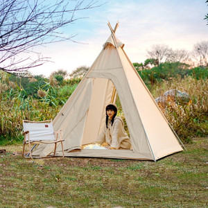 Tente de camping en forme de pyramide imperméable en toile de coton d'extérieur - Product Image 6