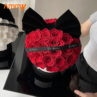 AM-PFE50 Ammy Eternal Rose Naturelle Véritable Éternelle Préservée en Boîte Cadeau Acrylique Tête de Champignon Décoration de Noël