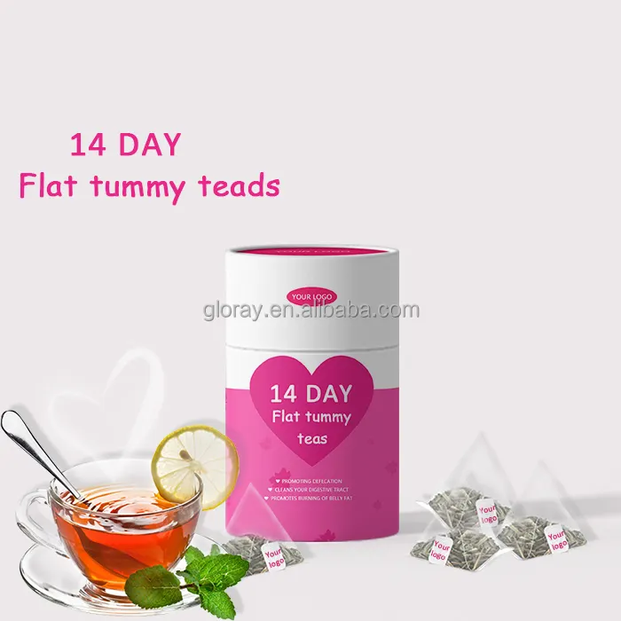 Instant Tea Powder Custom Organic Elderberry Herbal Tea Cylinder Box Travel Package for Flat Tummy Fast Weight Loss