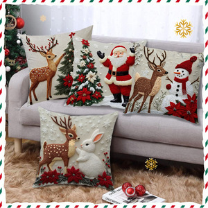 Funda de Almohada Navideña Cuadrada Moderna del Fabricante, Cojín de Poliéster Estampado para Decoración de Sofás en el Hogar y Hoteles - Product Image 4