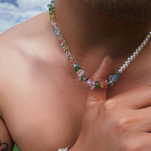 קפוץ צבעוני היפ הופ צבעוני מותאם אישית שרשרת חרוזים לגברים - Product Image 2