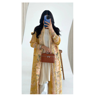 Personnalisation de Abaya Nisamodest Abaya plissée de Dubaï devant ouverte pour femmes musulmanes