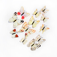 12 autocollants muraux 3D papillons artificiels colorés style Art Déco pour décoration de fond de maison, mariage ou fête, en PVC