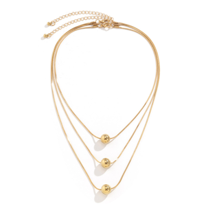 Superpuesta-collar de aleación de plata, accesorio geométrico esférico de metal de tres capas, se puede separar, venta al por mayor - Product Image 5