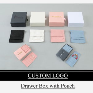 <b>Custom</b> Logo Sliding Drawer Jewelry Box with Microfiber Pouch for Necklace <b>Ring</b> Earring Packaging - Product Image 6
