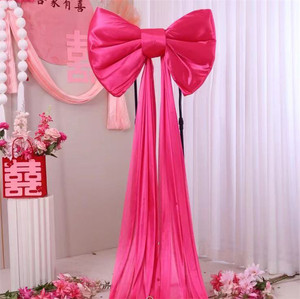 ฉากหลังถ่ายภาพงานแต่งงานแบบถอดได้ <span class=keywords><strong>ผ้า</strong></span>ไหมน้ำแข็งสไตล์โมเดิร์นโรแมนติก ประดับโบว์ขนาดใหญ่ - Product Image 5