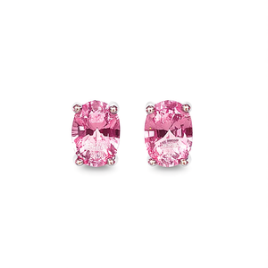 Pendientes de tuerca con piedra de corte ovalado rosa y engaste de garra para mujer, joyería de aleación, regalo E1427 - Product Image 1
