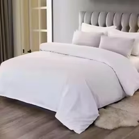 Parure de lit d'hôtel respirante en coton 200TC 230TC 300TC, douce, blanche, vente en gros, ensemble quatre pièces