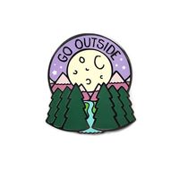 Épinglette en émail personnalisée pour le camping en plein air, thème nature, montagne, forêt, aventure, badge métallique pour la randonnée, cadeaux