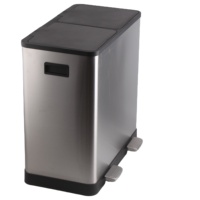 Poubelle en acier inoxydable à double compartiment, corbeille d'intérieur 2x30L, de 16 gallons (60L)