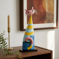 Figurines de chats rayés colorés, décorations pour la maison, artisanat de table, objets décoratifs mignons en forme d'animaux