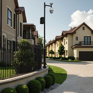 Tiang pemantauan komunitas luar ruangan 4 meter, tiang kamera kombinasi taman galvanis - Product Image 1