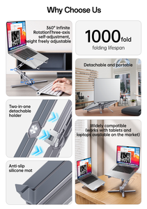 ขาตั้งโน้ตบุ๊ก Yesido อลูมิเนียมอัลลอย หมุนได้ 360 องศา พับได้ 2-in-1 ถอดประกอบได้ ปรับระดับความสูงได้ รุ่น LP09 - Product Image 3