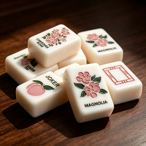 Meilleures ventes : Tuiles <span class=keywords><strong>de</strong></span> Mahjong américaines en acrylique beige, imprimées motif floral pêche, avec logo personnalisé, mignonnes et élégantes, pour 4 joueurs, idéales pour <span class=keywords><strong>les</strong></span> fêtes <span class=keywords><strong>de</strong></span> filles - Product Image 2