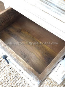 Vintage Solid Teak Wood Whitewashed Dining Room TV Cabinet or Low <b>Sideboard</b> - Product Image 6