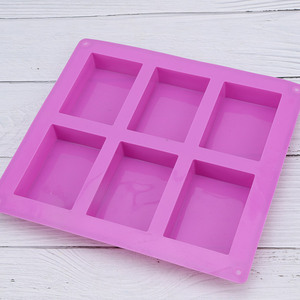 Moules à savon en silicone 6 cavités <span class=keywords><strong>maison</strong></span> forme carrée bricolage gâteau pain cuisson moules durables en gros - Product Image 5