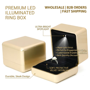 Caja de Embalaje de Joyería Personalizable con Logotipo LED, de Cuero PU Ecológico y Moderno, para Guardar Pulseras, Colgantes, Collares y Anillos - Product Image 2