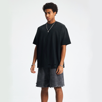 T-shirts surdimensionnés délavés à l'acide, effet usé, avec logo personnalisé, en coton, manches courtes, imprimé, 250 GSM, streetwear, pour hommes