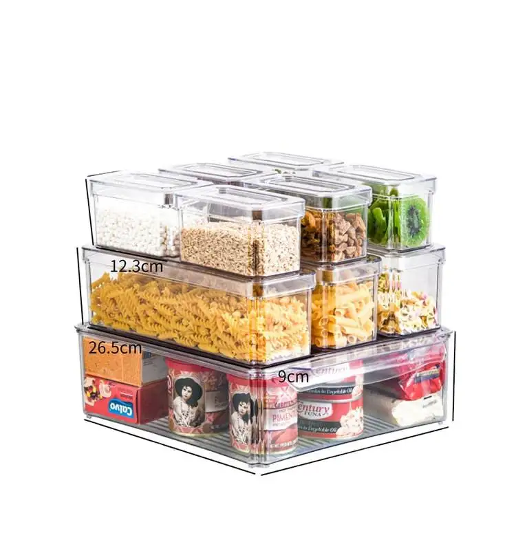 Rõ ràng stackable nhựa lưu trữ container cho tủ lạnh tủ lạnh thực phẩm saver hộp cho tổ chức trái cây và rau quả