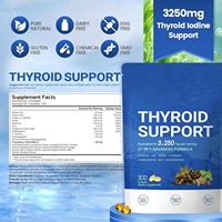 Complément de soutien de la thyroïde 21-en-1 : Gélules molles de 3250 mg avec Iode, Vitamine B12, Folate, Zinc, Sélénium, Ashwagandha