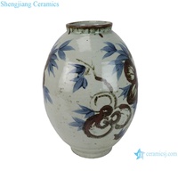 RZNA41-B 15 pouces vieux chinois ancien porcelaine Pot de fleur Vase Art poterie peint à la main motif de fleurs