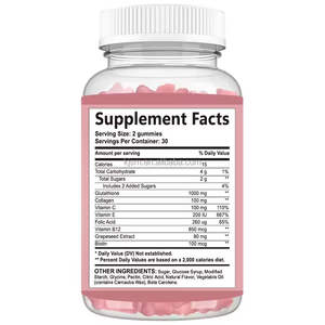 OEM Hautaufhellende Gummibärchen L-Glutathion Hyaluronsäure Gummibärchen Kollagen-Gummibärchen für Haut-, Nagel- und Haarpflege - Product Image 3