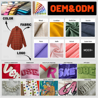 Kemeja Flanel Kotak-kotak Pria Custom OEM Lengan Panjang Kemeja Vintage Motif Kotak-kotak Streetwear Kasual Kemeja Kancing Depan Pemasok Pabrik