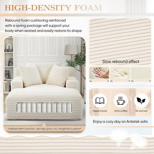 <span class=keywords><strong>Sofá</strong></span> <span class=keywords><strong>Cama</strong></span> <span class=keywords><strong>Chaise</strong></span> <span class=keywords><strong>Longue</strong></span> Extra Grande Antetek, Moderno, Tapizado en Corduroy de 50 Pulgadas, Asiento Profundo, Reposabrazos, 3 Cojines Decorativos, No Inflable - Product Image 5