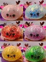 Squishy Pâton Scintillant Mystère Renne de Noël 15cm, Jouet Anti-stress Scintillant en Forme de Boulette, Cadeau Sensoriel Anti-stress pour Enfants