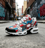 Sneakers personnalisées avec impression de bande dessinée, amortissantes, pour hommes et femmes, style pop art, chaussures de marche urbaines