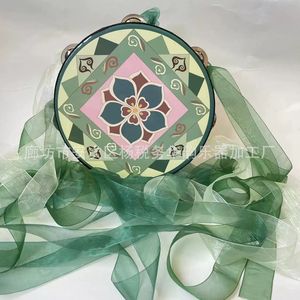 Tambor de mano Orff de 8 pulgadas, instrumento de percusión Dunhuang Flying Apsaras con cinta exótica para presentaciones de danza - Product Image 3