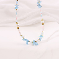 Collier et bracelet ethniques style bohème, perles émaillées couleur aigue-marine, bijoux faits main, art et mode féminine, accessoires de décoration