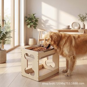 Nuevo soporte para tazón de comida para perros de madera maciza, mesa de comedor para perros de uso doméstico, soporte para alimentar gatos, soporte para perros de madera maciza que protege el cuello - Product Image 2
