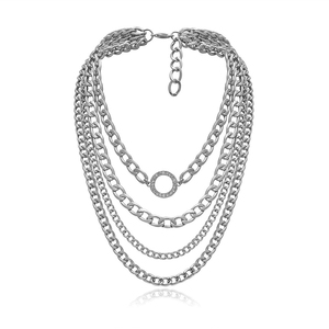 Trendz Retro geométrica de pesado collar conjunto de joyas con colgante de diamantes de imitación collar - Product Image 4