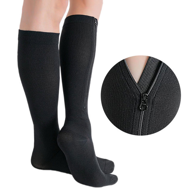 New Design Compression Socks Leg Support Stocking Knee High Socks With Zipper